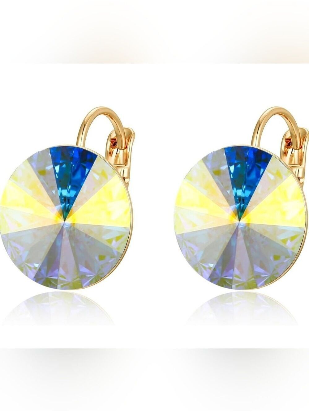 Crystals Bella Drop Earrings 18K Yellow Gold Plated Round Crystals 14mm